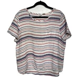 Artisan NY 100% Linen Short Sleeve Box Fit Summer Blouse Size‎ XL  Boho